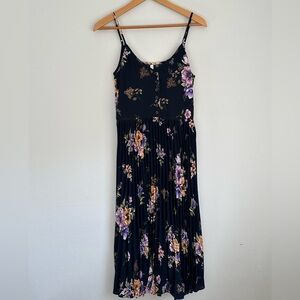 Xhilaration Black Maxi Dress with Purple & Peach Floral Print
